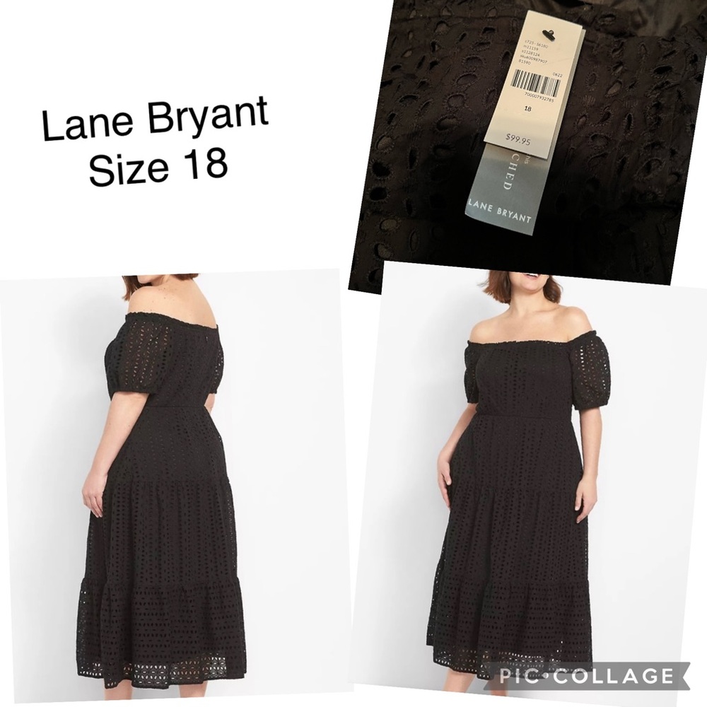 Lane Bryant Black Eyelet Off the shoulder Dress